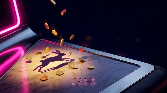 Mann sitzt konzentriert an Laptop vor Spielautomaten-Bildschirm